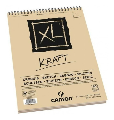 Block Canson Xl Kraft 90 Grs A4 Esbozo Sketch Dibujo Papel