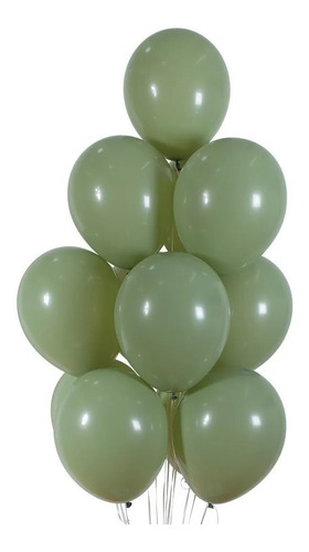 50 Balões Latex Eucalipto Menta Liso 5 Pol