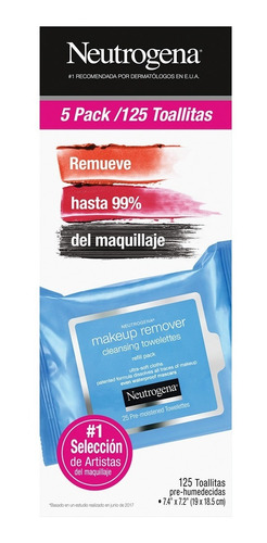 Neutrogena Toallitas Desmaquillante Facial Wipes  125 Pzas