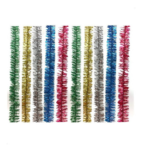 Lameta Colores 3cm Pack X 10 - Boa Guirnalda Deco Navidad 