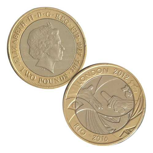 Moeda Inglaterra 2012 £2 Londres 2012 Rio 2016 No Protetor