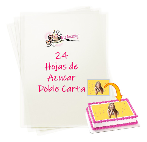 24 Hojas De Azucar Fondant Obleas Doble Carta A3 Tabloide