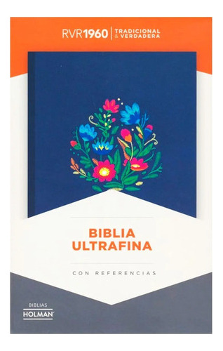 Biblia Reina Valera 1960 Ultrafina Azul Bordado Sobre Tela