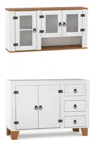 Comprar Mueble De Cocina Madera N- Aereo Alacena - Bajo Mesada - Lcm Color Blanco con vidrios