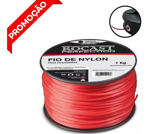 Fio De Nylon Aparador Roçadeira De Grama 2.7mm X 197m 1kg