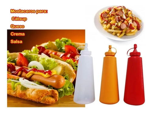 9 Botellas 22cm Dispensadoras Catsup Mostaza Crema Salsas Variado