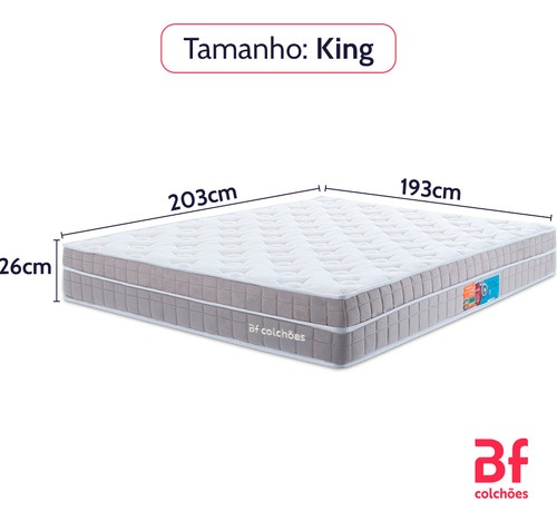 Colchão King Molas Ensacadas Espuma Nasa Viscoelástica Ortopédico D33 com Pillow - BF Colchões