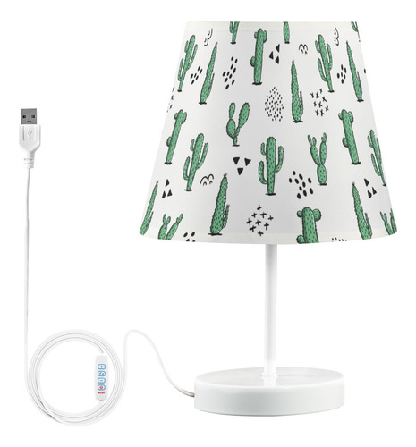 Lámpara De Mesa Led Wusikd Bohemia Cactus Con Base De Madera