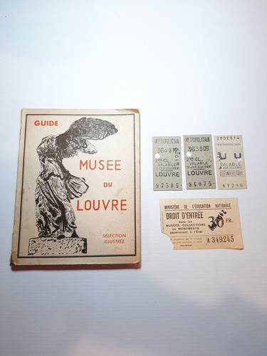 Antigua Guía Louvre Paris Con Tickets 1958 Ro 1399