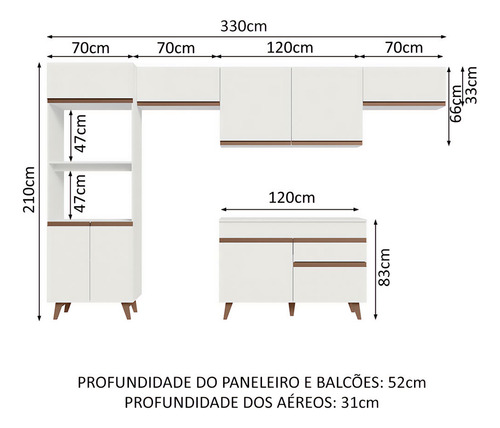 Cocina Integral Reims 330cm Madesa GRRM33000109 color blanco
