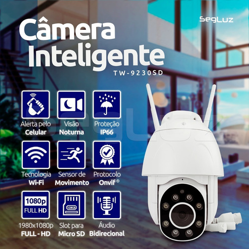 Imagem 2 de 6 de Câmera De Segurança Inteligente Speed Dome Wifi 2 Mp Full Hd