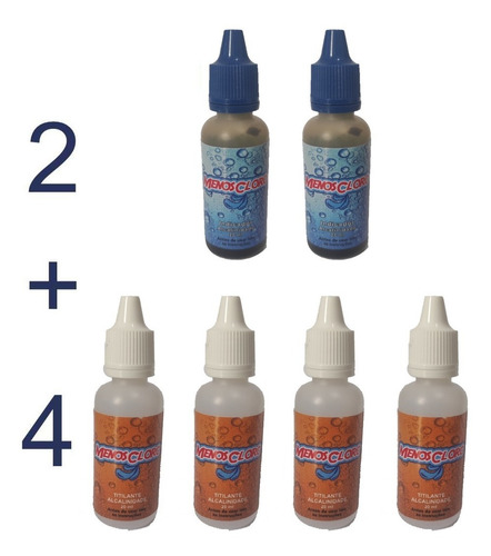 Imagem 2 de 4 de Kit 6 Reagentes Refil Solução Piscina T1 E T2 Menoscloro