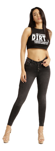 Jeans Pitillo Gris Oscuro Je3644n