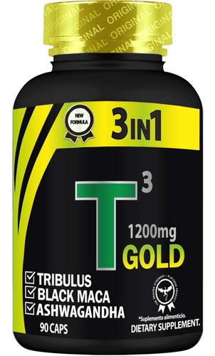Imagen 1 de 5 de T3 Gold Ashwagandha, Black Maca Muscle Goodness 90 Capsulas