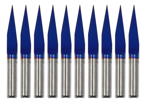 Brocas De Grabado Nano Blue Coat De 1/8 Pulgadas, 15 Grados