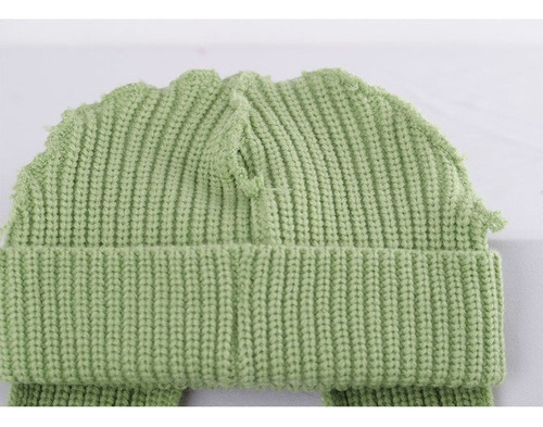 Gorro Cálido De Punto Sólido Con Orejas Largas A