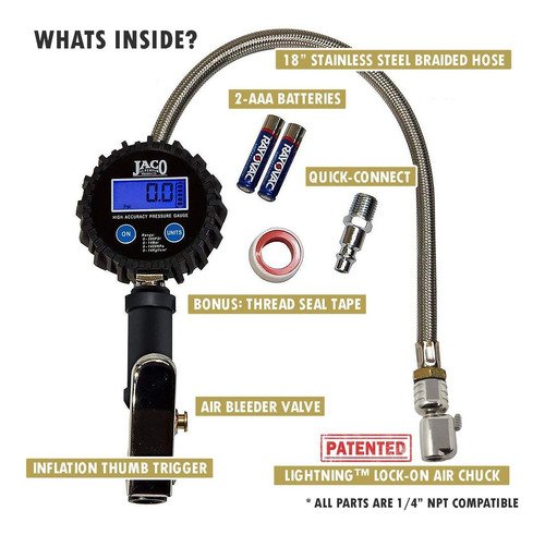 Neumático Del Jaco Flowpro Digital Con Manómetro - 200 Psi
