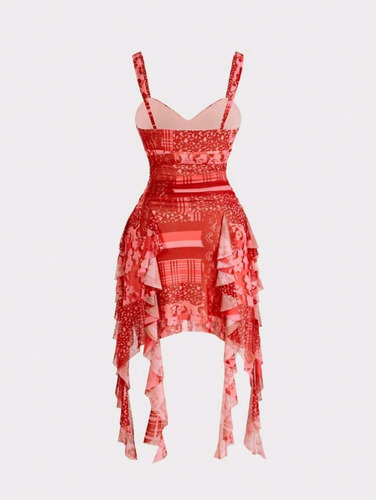 Vestido Estampado Microtul Importado Asimétrico Aesthetic