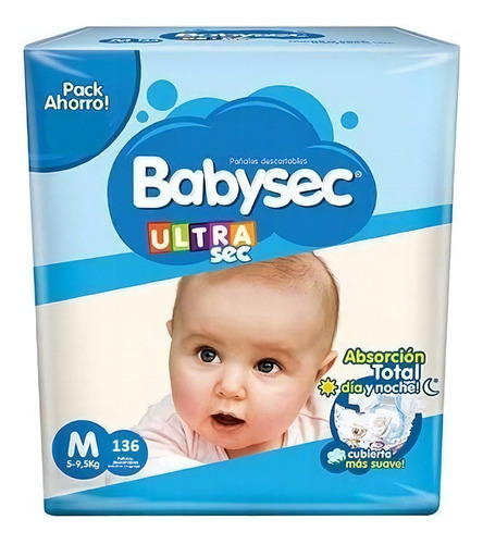 Babysec Ultra X 136 Unidades Tamaño Mediano (M)