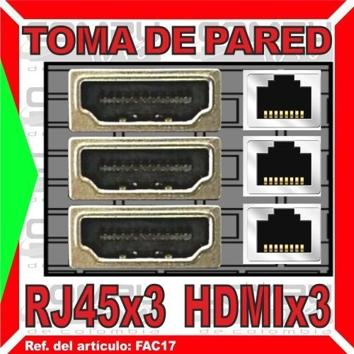 Faceplate Conexión Hd X3 Y Rj45 X3 Ref: Fac17 Computoys Sas