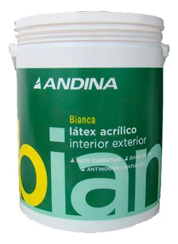 Pintura Latex Interior/exterior Color Andina Bianca 1lt