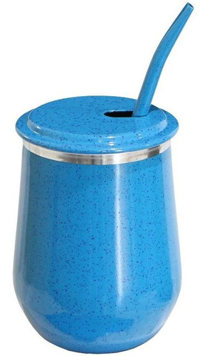 Kit Copo Tereré Vino + Bomba Metal Gastrobel- Azul Pig Liso