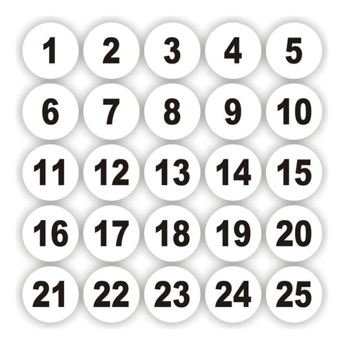 Adesivos Numerados 1 A 100 Redondo Fundo Branco Medida 5cm