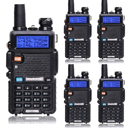 4 Radios Walkie Talkie Baofeng Uv5r Uhf/vhf 128 Canale 8km Bandas de frecuencia 25 | 12.5KHz Color Negro