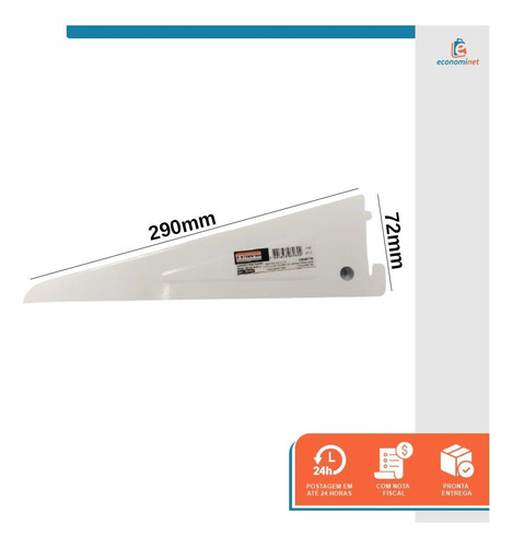 Kit 6 Un Suporte Trilho Duplo Branco Starfer 27cm