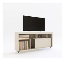 Comprar Mesa Rack Mueble Con Ruedas Para Tv Led 65 Estantes Delos Color Fineline crema