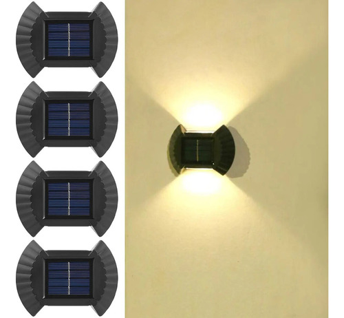 Kit 4 Lámparas Pared Led Solares Delgadas Para Jardín