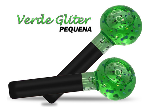 Esfera Vidro Verde Gliter Cromoterapia Pequena Operatório