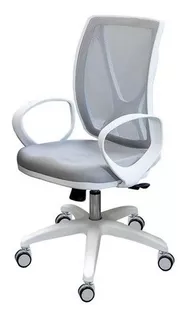 Silla Oficina Ergonómica escritorio pc ejecutiva Alma Blanca Chenille Gris Perla