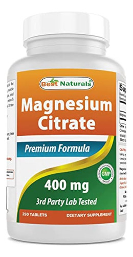 Best Naturals Citrato De Magnesio 400mg 250 Tabletas (400 Mg