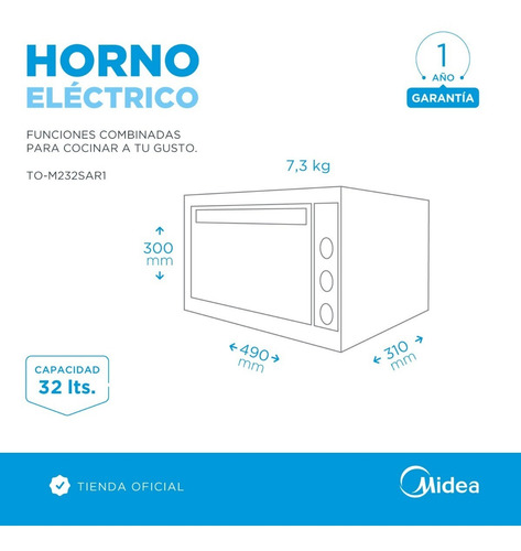 Imagen 4 de 6 de Horno Eléctrico Convección 32l Silver