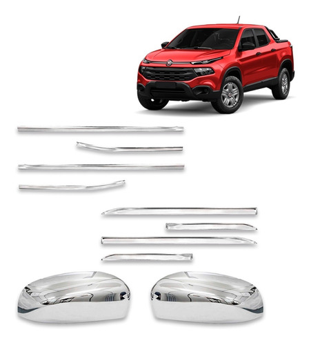 Kit Fiat Toro Aplique Retrovisor Pestanas Frisos 2022 Cromo