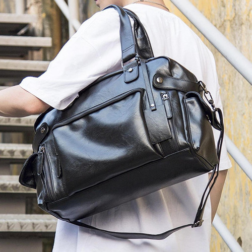 Bolso De Hombro De Cuero Para Hombre Con Correa Ajustable