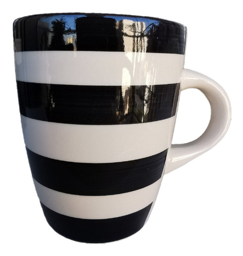 Mug Tazon Taza Bombe Blanco Y Negro A Rayas 360ml