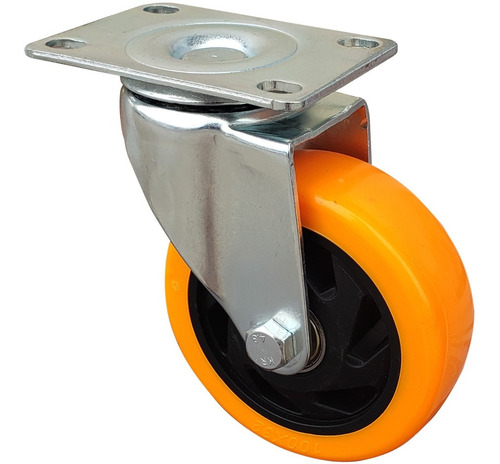 Imagen 3 de 8 de Rueda Giratoria Naranja Pvc 100x32 Mm S/f Doble Rodamiento