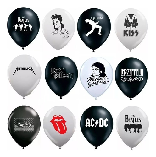 24 Unid. Bexiga/balão/bola  Bandas De Rock - Musicas Temas