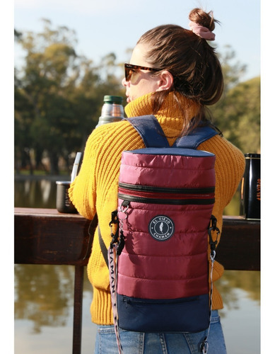 Bolso Matero Mochila Morral El Viejo Chaman Cusco Colores Color Bordo con Azul