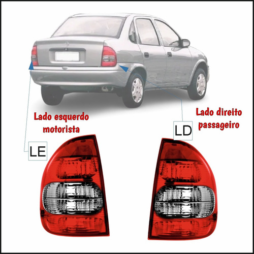 Kit Par Farol Vidro Corsa Classic + Lanterna Fumê 2000 A 10