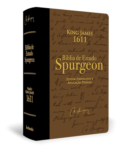 Bíblia De Estudo Spurgeon King James 1611 Capa Luxo Marrom E Preta