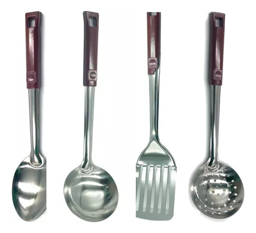 Kit De 4 Diferentes Cucharas De Acero Para Cocina