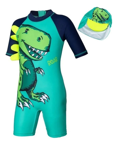 Traje De Baño Niños Patrón De Dinosaurio Proteccion Solar .