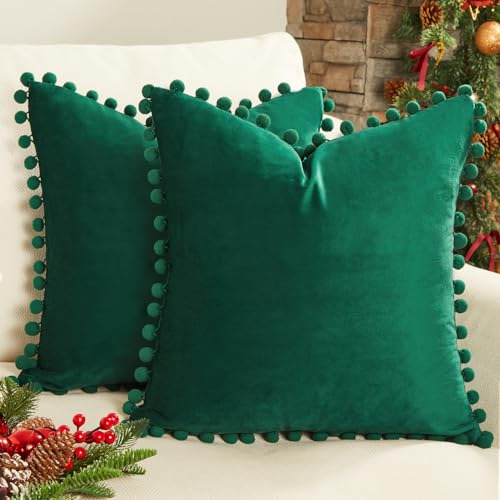 Fundas De Cojín Navideñas Verde Oscuro 24x24, Set De ...