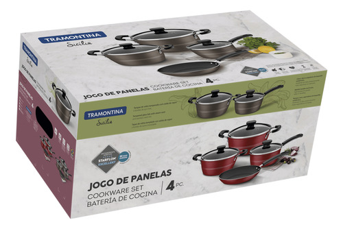 Juego De Ollas Sicília En Aluminio Con Revestimiento Interno