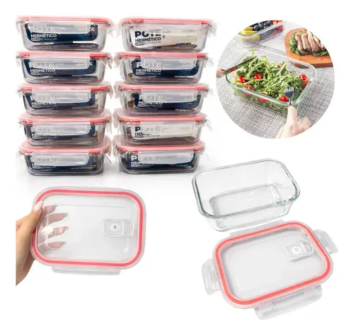 Kit 10 Marmitas Vidro Hermético 640ml Bravli