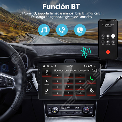 Gearelec Autoestéreo 1 Din 9 Pulgadas 4+32gb Estéreo Pantalla Carplay Android Auto Wifi Bluetooth Gps Fm Con Cámara Arnés Rca Usb Admite Subwoofer Y Amplificador
