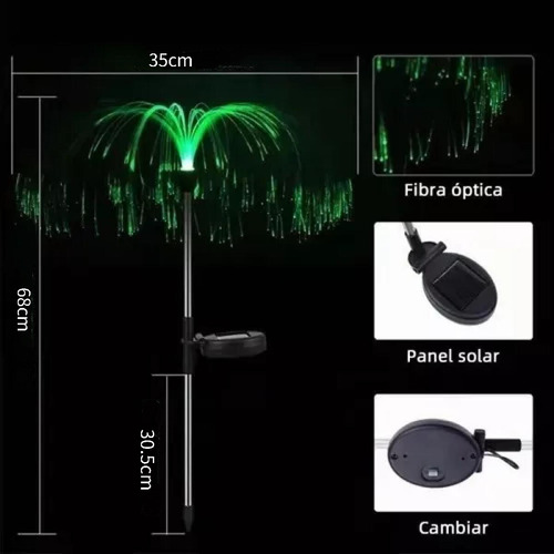 Led De Medusa De Lámpara Solar Al Aire Libre 2 Piezas A